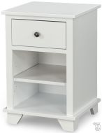 Solid Alder Wood Portland 1 Drawer Nightstand in Snow White Finish
