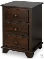 Solid Alder Wood Portland 3 Drawer Nightstand in Coffee Finish