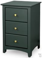 Solid Alder Wood Shaker 3 Drawer Nightstand in Forest Green Finish