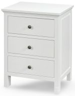 Solid Alder Wood Heritage 3 Drawer Wide Nightstand in Snow White Finish