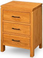 Solid Alder Wood 2 West Collection 3 Drawer Wide Nightstand in Honey Finish