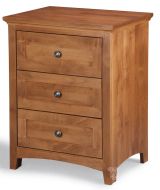 Solid Alder Wood Emerson 3 Drawer Nightstand in Golden Pecan Finish
