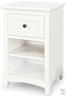 Solid Alder Wood Emerson 1 Drawer Nightstand in Snow White Finish