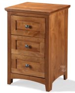Solid Alder Wood Emerson 3 Drawer Narrow Nightstand in Golden Pecan Finish