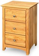 Solid Alder Wood Shaker 3 Drawer Nightstand in Natural Finish