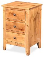 California Made Solid Knotty Alder Wood Gilead Three Drawer Nightstand in Weathered Finish