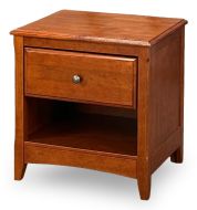 Solid Parawood Secrets 1 Drawer Nightstand in Cherry Finish