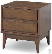 Solid Parawood Venice Two Drawer Nightstand in Walnut Finish