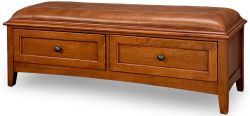 Alder Wood McKenzie 2 Drawer Bench in Glazed Antique Cherry Finish
