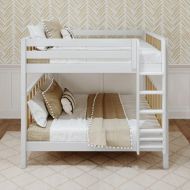 Solid Wood Framed Modern Full XL High Bunk Bed with Straight Ladder on Front