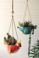 Ceramic Bird Hanging Planters Each