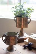 Antique Copper Finish Planters with Handles Each