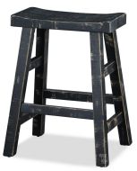 Solid Mahogany Wood Sandy Beach 24" High Saddle Stool in Black Sand Finish