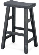 Solid Mahogany Wood Sandy Beach 30" High Saddle Stool in Black Sand Finish