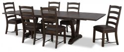 Mahogany Wood Homestead 140" Extension Dining Table & Chair Set in Tobacco Leaf Finish
