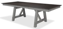 Parawood & Mindi Wood Newport Refectory Leaf Trestle Extension Table in Smokey Grey Finish