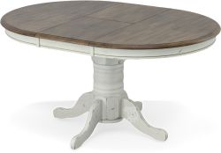 Solid Parawood Carolina Crossing Round Extension Table in Antique Honey & White