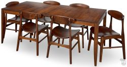 Amish Crafted Solid Maple Wood Anna Modern 78" Long Extension Leg Table & Harvey Chair Set in Asbury Finish