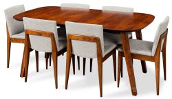 Amish Crafted Solid Maple Wood Callie Modern 78" Long Extension Table & Oliver Chair Set in Michaels Finish