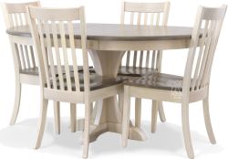 Amish Crafted Solid Maple Wood Mary 42" Round Extension Table & Alex Chair Set in Washed & Driftwood Finish
