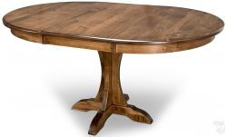 Amish Crafted Solid Maple Wood Mary 42" Round Extension Table in Bark Finish