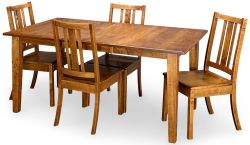 Amish Crafted Solid Maple Wood 66" Long Extension Leg Table & Bradley Side Chair Set in Toffee Finish