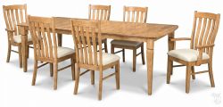 Amish Crafted Solid Maple Wood 108" Long Extension Leg Table & Colton Chair Set in Harvest Finish