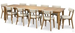 Amish Crafted Solid Maple Wood 144" Long Extension Leg Table & 8 Wesley Chairs Set in Harvest Finish