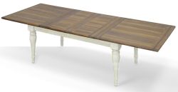 Solid Wood Belmont 108" Extension Table in Timbered Brown & Linen Finish