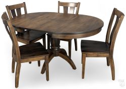 Amish Crafted Solid Maple Wood 42" Round Edmonton Extension Table & Sebring Chair Set in Autumn Finish