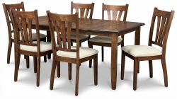 Amish Crafted Solid Maple Wood 82" Long Hatfield Extension Table & Chair Set in Asbury Finish