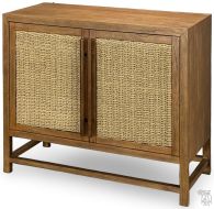 Mindi Wood 2 Door Thalassia Cabinet with Natural Seagrass Doors