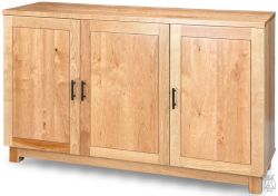 Amish Crafted Solid Rustic Cherry Wood Metro Modern High Console Table with Wood Doors in Natural Finish