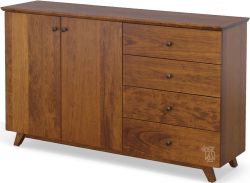 Amish Crafted Solid Cherry Wood Mid-Century Modern Elroy Buffet in Amber Glow Finish