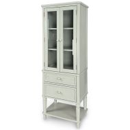 Solid Parawood Wood Emma Etagere Storage Cabinet in Rainwashed Finish