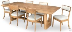 Amish Crafted Solid Rustic White Oak Wood Melbourne Dining Table & Chair Set in Boardwalk Finish