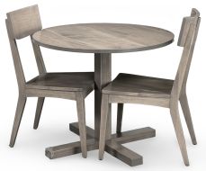 Custom Built Solid Brown Maple Wood Amish Crafted Rando 36" Round Pedestal Table & Chair Set in Driftwood Finish