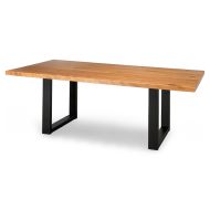 Amish Crafted Solid Rustic Cherry Straight Edge Table with Sudbury Iron Base