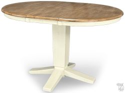 Solid Parawood Wood 36" Round Extension Table in Hickory & Shell Finish