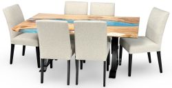 Amish Crafted Solid Rustic Maple Vermillion Table & Chair Set with Maui Pearl and Atlas Iron Base