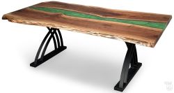 Amish Crafted Solid Rustic Walnut Vermillion Table with Avocado & Silverton Iron Base