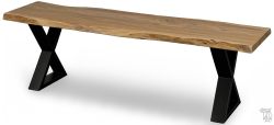 Solid Acacia Manzanita Bench with Iron base in Natural Finish