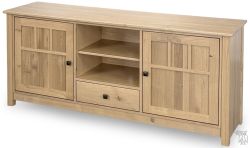 Amish Crafted Solid Rustic Quartersawn White Oak Wood Oxford TV Console in Beach Front Finish
