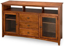 Solid Alder Wood Shaker 62" Tall Television Stand in Antique Cherry Finish