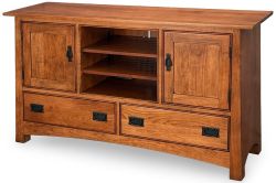 California Made Solid Cherry Wood Sierra Vista Arts and Crafts 59" TV Console in Sweetwater Finish