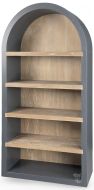 Logan Arch Top Display Cabinet in Cyberspace Blue and Oak Grove Finish