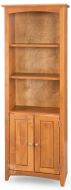 Solid Alder Wood Shaker Bookcase 24" x 72" With Doors in Golden Pecan Finish