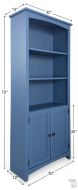 Solid Alder Wood Shaker Bookcase 30" x 72" With Doors in Wedgewood Blue Finish