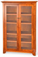 Amish Crafted Solid Maple Wood Cherry Valley Bookcase with Full Glass Doors