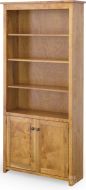 California Made Rustic Maple Wood 36" wide Bookcase With Doors in Fruitwood Finish